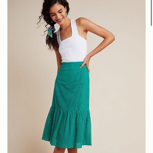 Anthropologie Aja green eyelet skirt - Picture 3 of 13